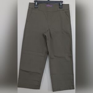 Gloria Vanderbilt Women's Wide Leg Cropped Pants Smooth Tummy Panel Green Sz 10